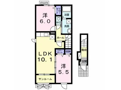 グラン フェリシア I(2LDK/2階)の間取り写真