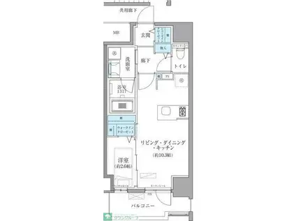 TENAS今池(1LDK/11階)の間取り写真
