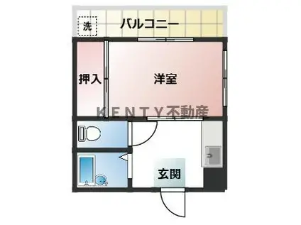 KC川北ビル(1K/2階)の間取り写真