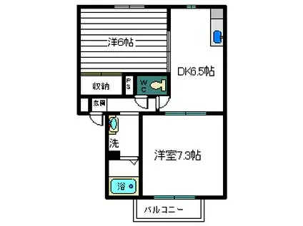セゾンハトリ B棟(2DK/2階)の間取り写真