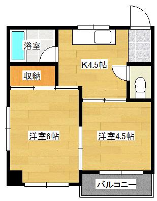 近江ビル(2K/4階)の間取り写真