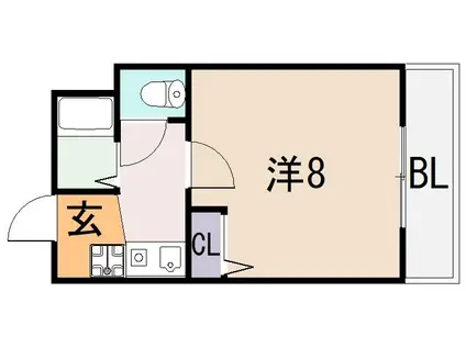 ロンモンターニュ小阪(1K/3階)の間取り写真