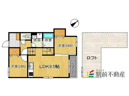 メゾンソレイユ3(2LDK/1階)の間取り写真
