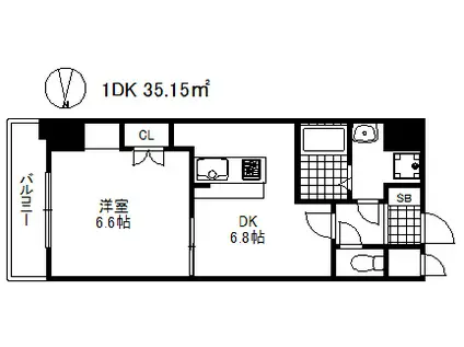 プレジール三ノ宮2(1DK/3階)の間取り写真