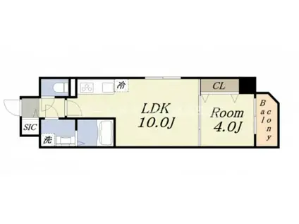 プライムステージ弁天町(1LDK/10階)の間取り写真