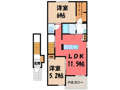 シャルマンカーサ(2LDK/2階)の間取り写真
