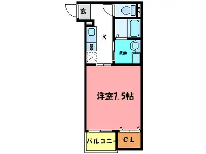 キューブハイツ(1K/2階)の間取り写真