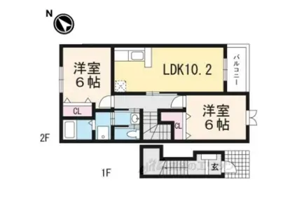 LIVE IN 優(2LDK/2階)の間取り写真