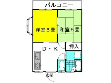 ドエル・ニシノC棟(2DK/2階)の間取り写真