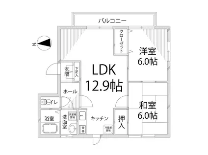 アルコ・ラ・カーサ町坪II(2LDK/2階)の間取り写真