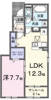 ポルタ カンポ(1LDK/1階)の間取り写真
