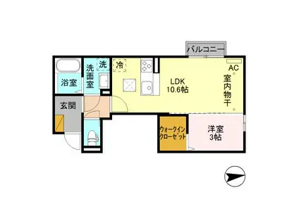 アステール(1LDK/1階)の間取り写真