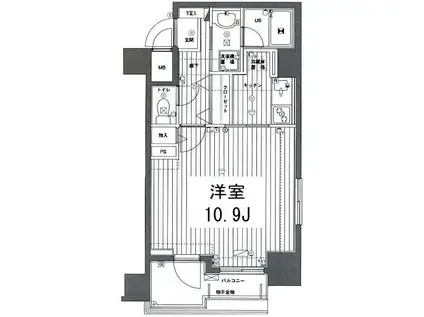 クラント・カーラ麻布十番(1K/10階)の間取り写真