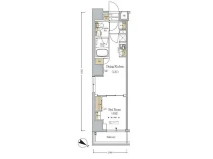 アーバネックス日本橋人形町(1DK/5階)の間取り写真