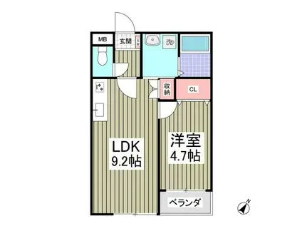 GARDEN MIYAKO II(1LDK/2階)の間取り写真