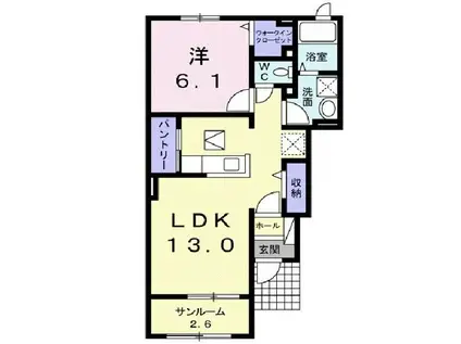 アイフィールドII番館(1LDK/1階)の間取り写真