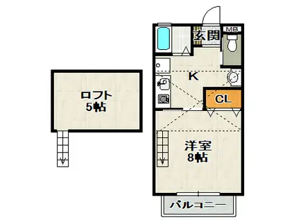 アドミール栄(1K/2階)の間取り写真