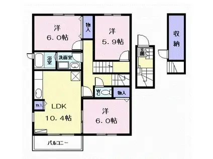 プリート・カーサ B(3LDK/2階)の間取り写真