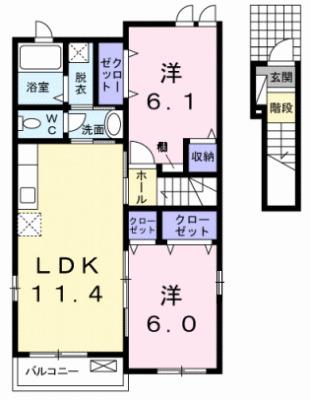 グラント・ドリーム(2LDK/2階)の間取り写真