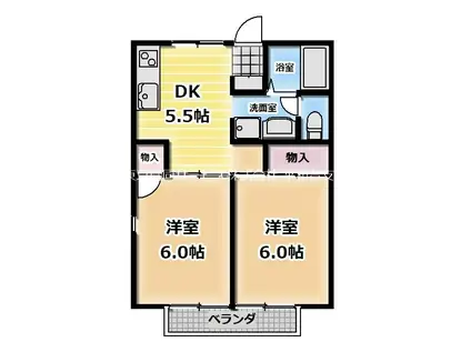セジュール豊玉南(2DK/2階)の間取り写真