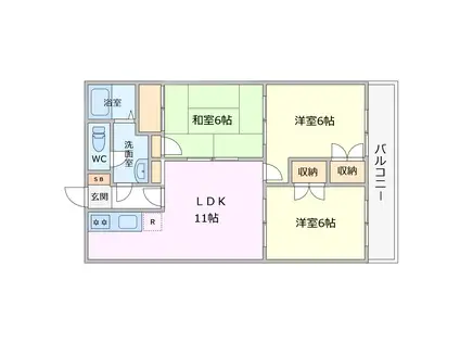 ロイヤルビレッジ(3LDK/4階)の間取り写真