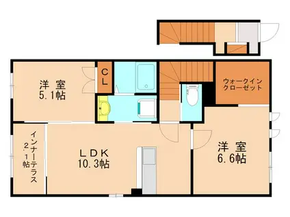 ユピテル(2LDK/2階)の間取り写真