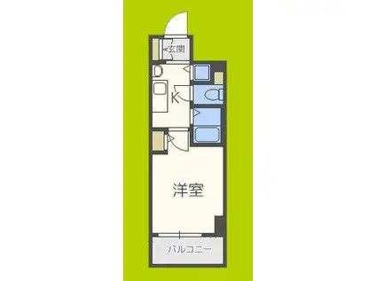 プレサンス心斎橋ルティア(1K/2階)の間取り写真