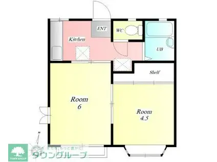 コーポK(2K/1階)の間取り写真