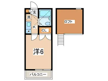 WOODBELLIIA(1K/2階)の間取り写真