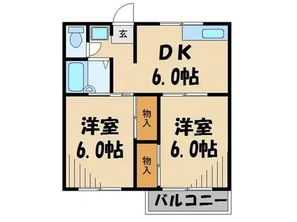 エステートピアウチダ(2DK/2階)の間取り写真