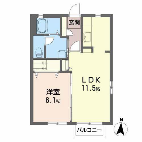 グリーン ハーモニー・A(1LDK/2階)の間取り写真