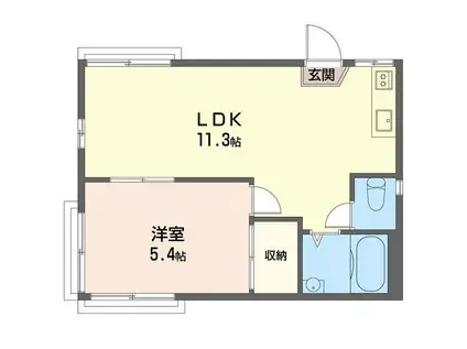 ブルーライン 下永谷駅 徒歩8分 2階建 築43年(1LDK/1階)の間取り写真