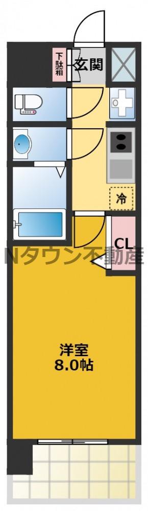 プレサンス上前津フィット(1K/13階)の間取り写真