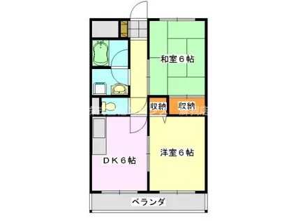 グリーンハイツ内山(2DK/2階)の間取り写真