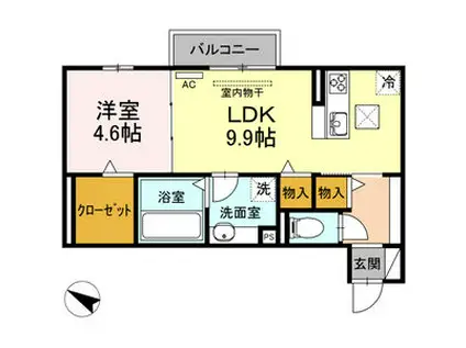 グラシューズ(1LDK/1階)の間取り写真