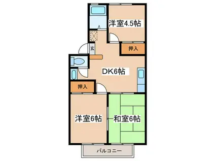 ハイツきくB(3DK/2階)の間取り写真