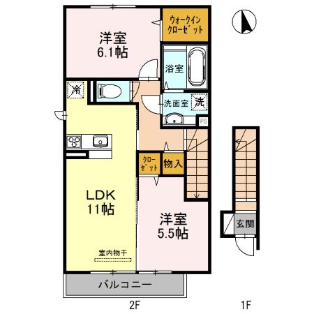 チェリーハウスIIB棟(2LDK/2階)の間取り写真