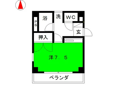 オーツウ第1(1K/1階)の間取り写真