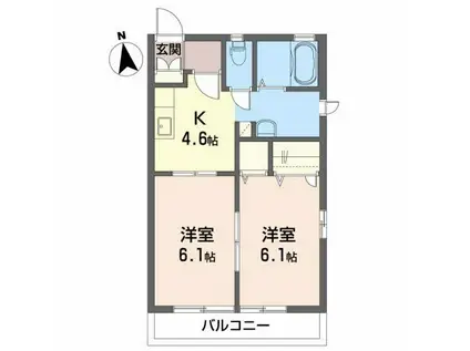 ポルト・ノワールII(2K/2階)の間取り写真