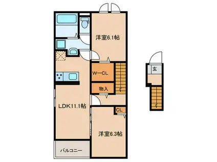 メゾン・ド・ファミーリエ II(2LDK/2階)の間取り写真