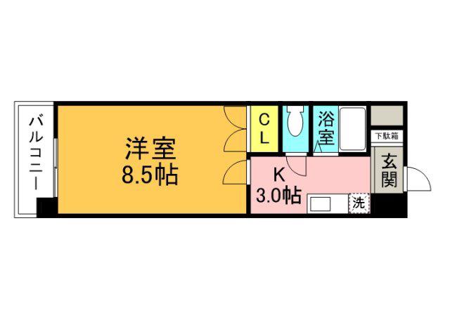スクールハイツ陽光(1K/3階)の間取り写真