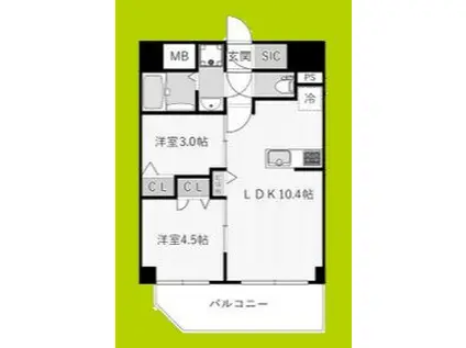 エスリードレジデンス ザ・グラン南堀江(2LDK/8階)の間取り写真