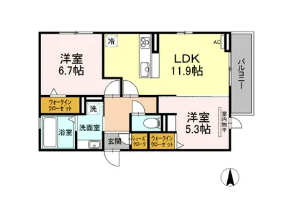 DEUX ETOILE NINE(2LDK/3階)の間取り写真