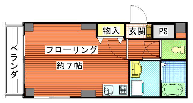 サンオークスマンション(ワンルーム/3階)の間取り写真
