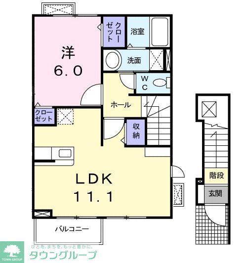 プラウド幕張本郷IV(1LDK/2階)の間取り写真