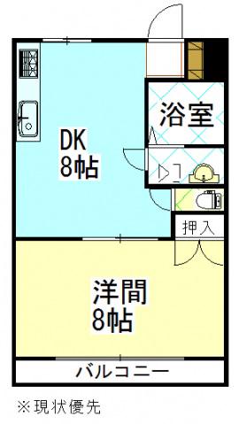 ピュアハイツ北方(1LDK/3階)の間取り写真