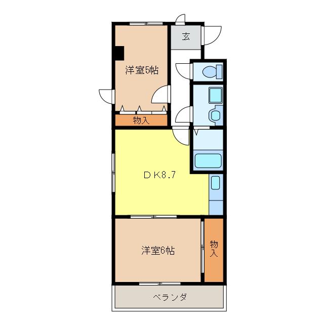 福光南コーポ(2DK/2階)の間取り写真