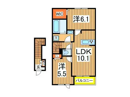 ヤングウッズ柏の葉Ⅱ(2LDK/2階)の間取り写真