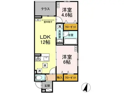 ASSET-COURT八坂(2LDK/2階)の間取り写真