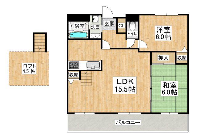 プレステージ垂水ジェームス山(2LDK/6階)の間取り写真